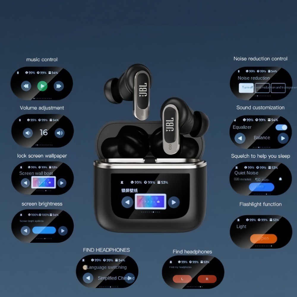 Audifonos Inalambricos Bluetooth JBL Generico  Con Pantalla Tactil  Negro