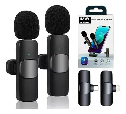 Microfono Inalambrico K9 2 En 1 De Solapa Para Iphone O Android Tipo C